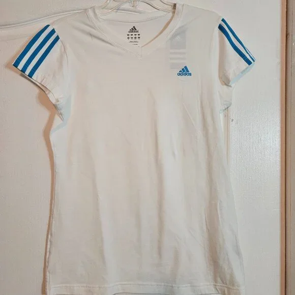NWT adidas Active Short Sleeve V Neck Womens Training Regular Fit Top Large - Picture 2 of 5